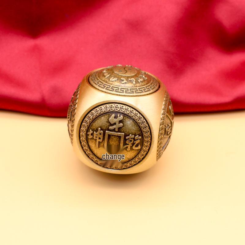 Brass Six-Sided Rotating Fortune Spinner Decompression Ornament