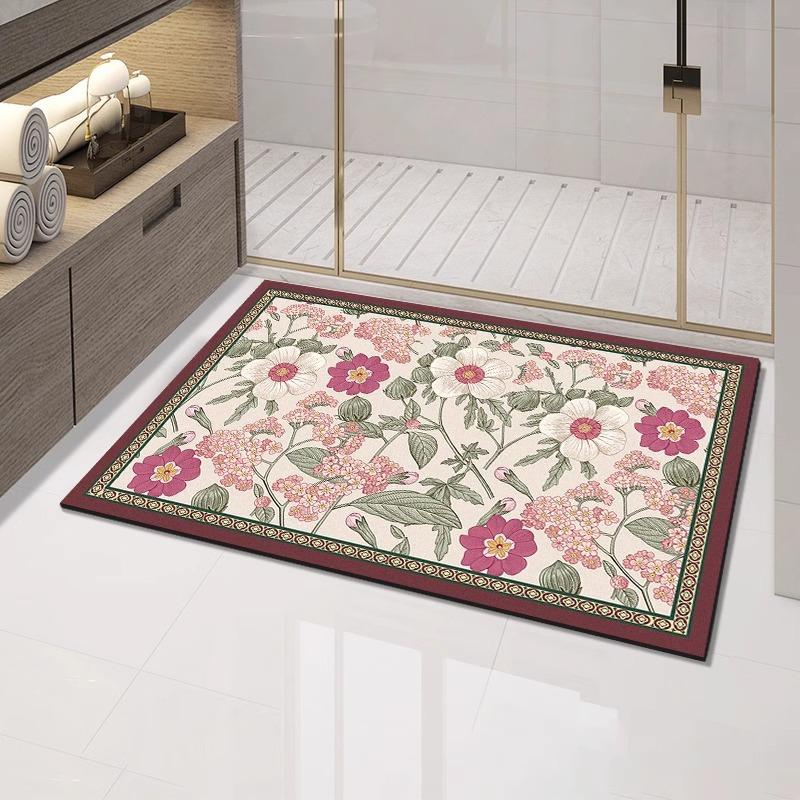 Mat Bathroom Thickening Special Toilet Non-slip Carpet Printed Nordic Water Absorption Diatomium Mud Bathroom Foot Mat