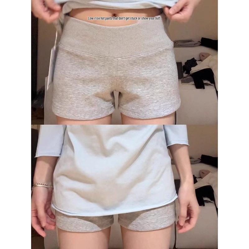 Plus Size Grey High-Waisted Sports Shorts - Drawstring Slimming Summer Hot Pants for Women