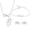 Elegant Cubic Zirconia Figure 8 Necklace Earrings And Bracelet Set Minimalist Clavicle Chain Jewelry Gift For Women