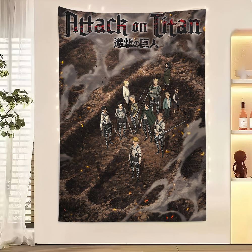 Vintage Anime AAttack On Titan Printed Large Wall Tapestry Indian Buddha Wall Decoration Witchcraft Bohemian Hippie Wall Art