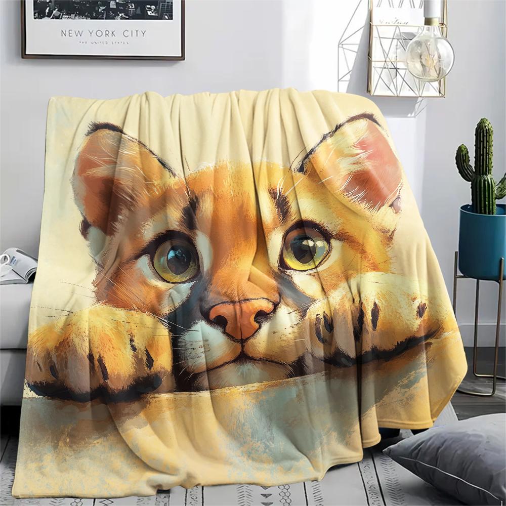 Пума, фланелевое одеяло с рисунком, высокое качество, комфортное для всех сезонов, декор для дома, тепло и уют, идеально для подарков. 80cm x 120cm