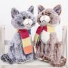 Cat Plush Toy With Scarf 28cm Soft Polyester Collectible Home Decor For Kids And Adults