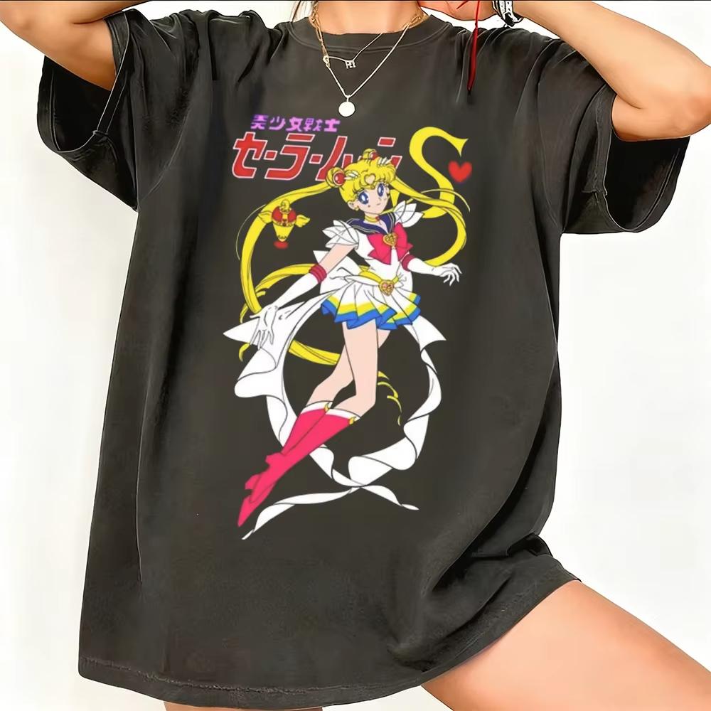 Sailor Moon Retro 90s Anime Graphic T Shirt 2026 Summer Unisexs Clothing Women Tee Streetwear Casual Trend Couple Hip Hop Top