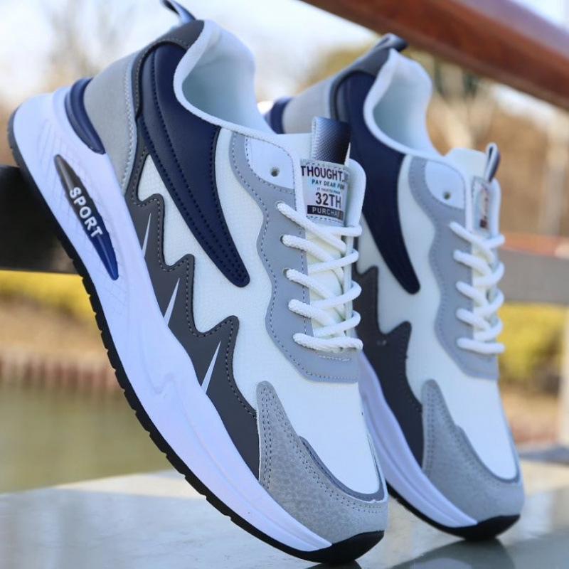 Comfortable and breathable shoes men's new versatile sports shoes soft sole leather surface non-slip and wear-resistant running shoes men's fashion