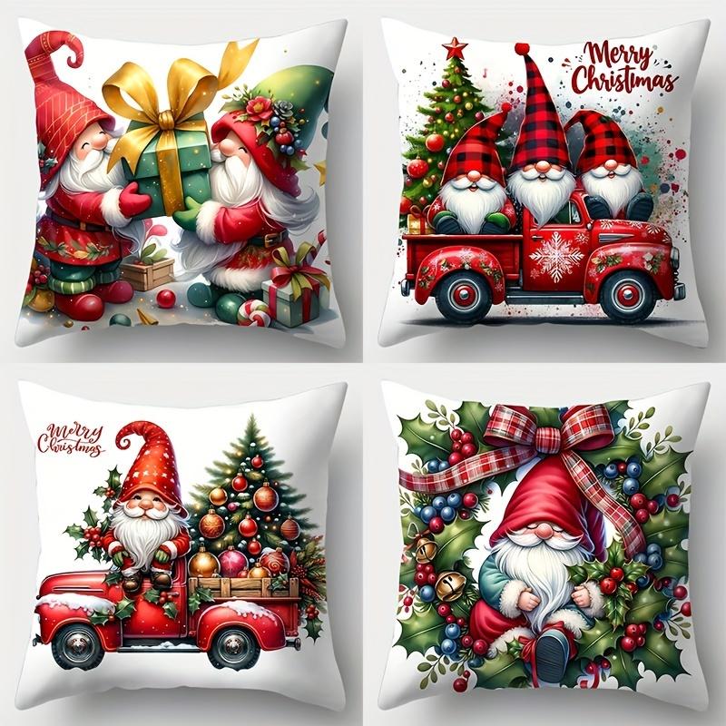 1pc Christmas Pillowcase.wreath Santa Claus Printed Pillowcase,home Sofa Bed Pillowcase Festive Atmosphere Decoration Pillowcase