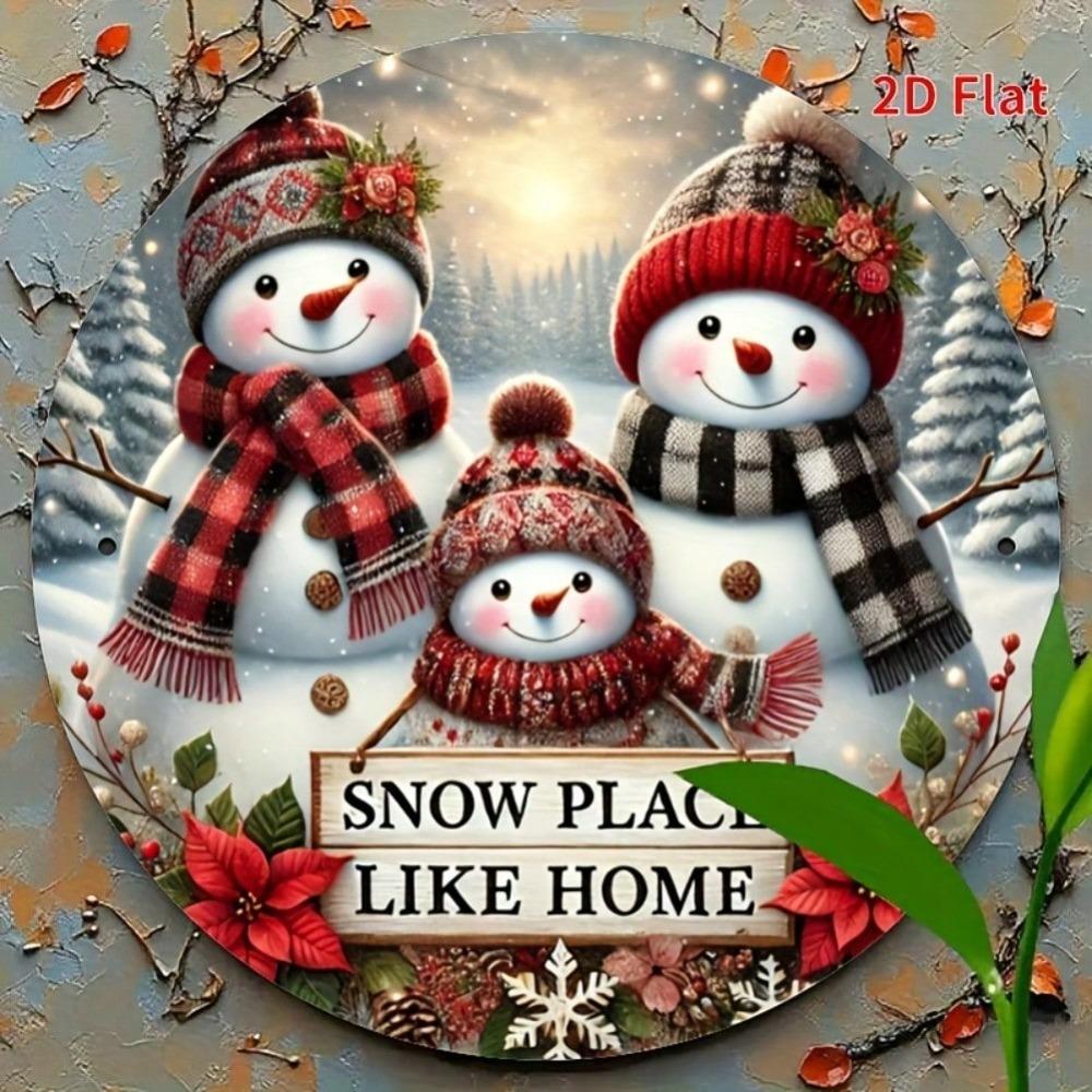Frosty Snowman Wall Art 2D Flat Metal Print 20x20cm Home Decor Holiday Gift