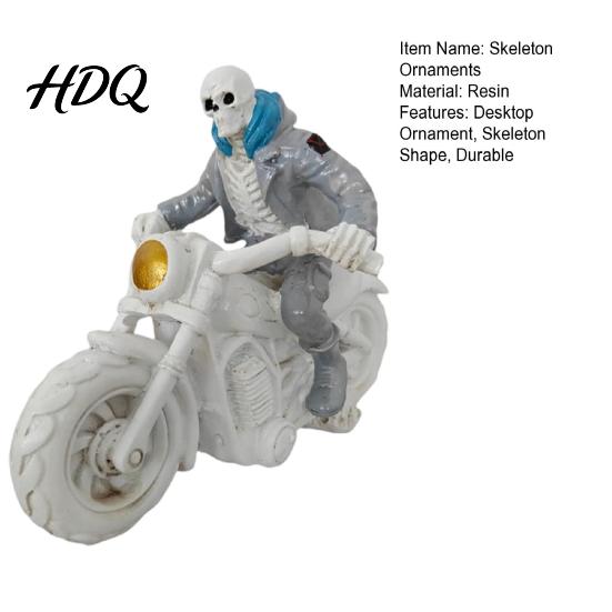 Personalized Spooky Decoration Halloween Skeleton Ornament Resin Motorcycle Figurines Durable Matte Finish