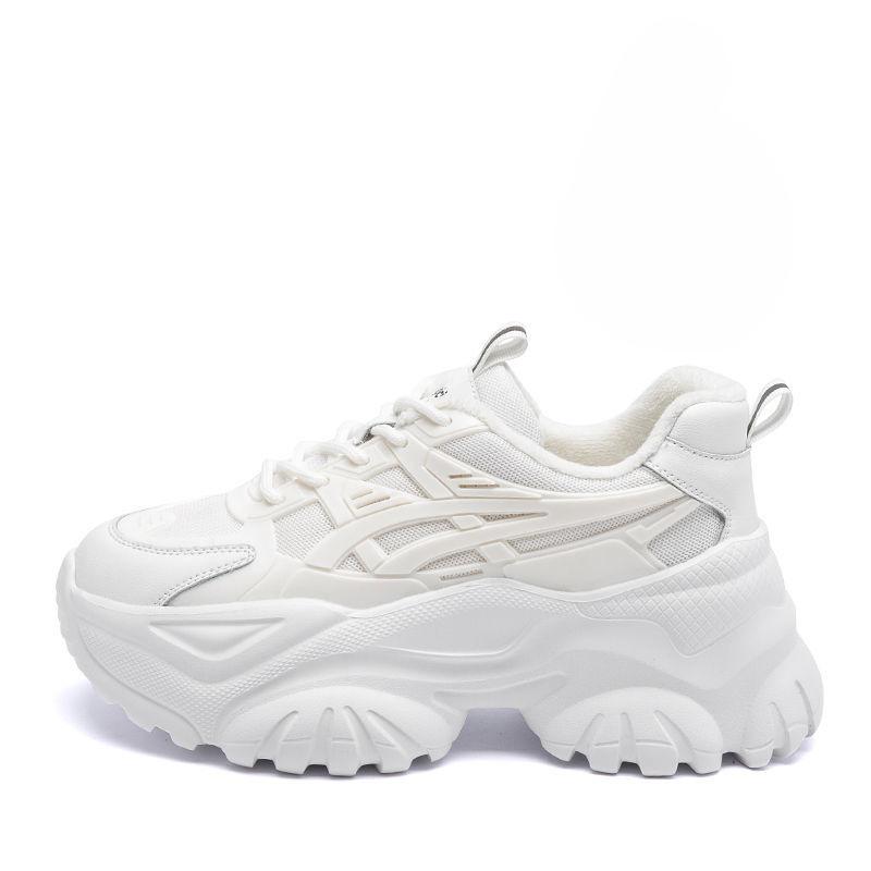 

Женские весенние повседневные спортивные туфли однотонные ультралегкие увеличивающие рост кроссовки удобные и универсальные повседневные туфли EU34/CN35 белый