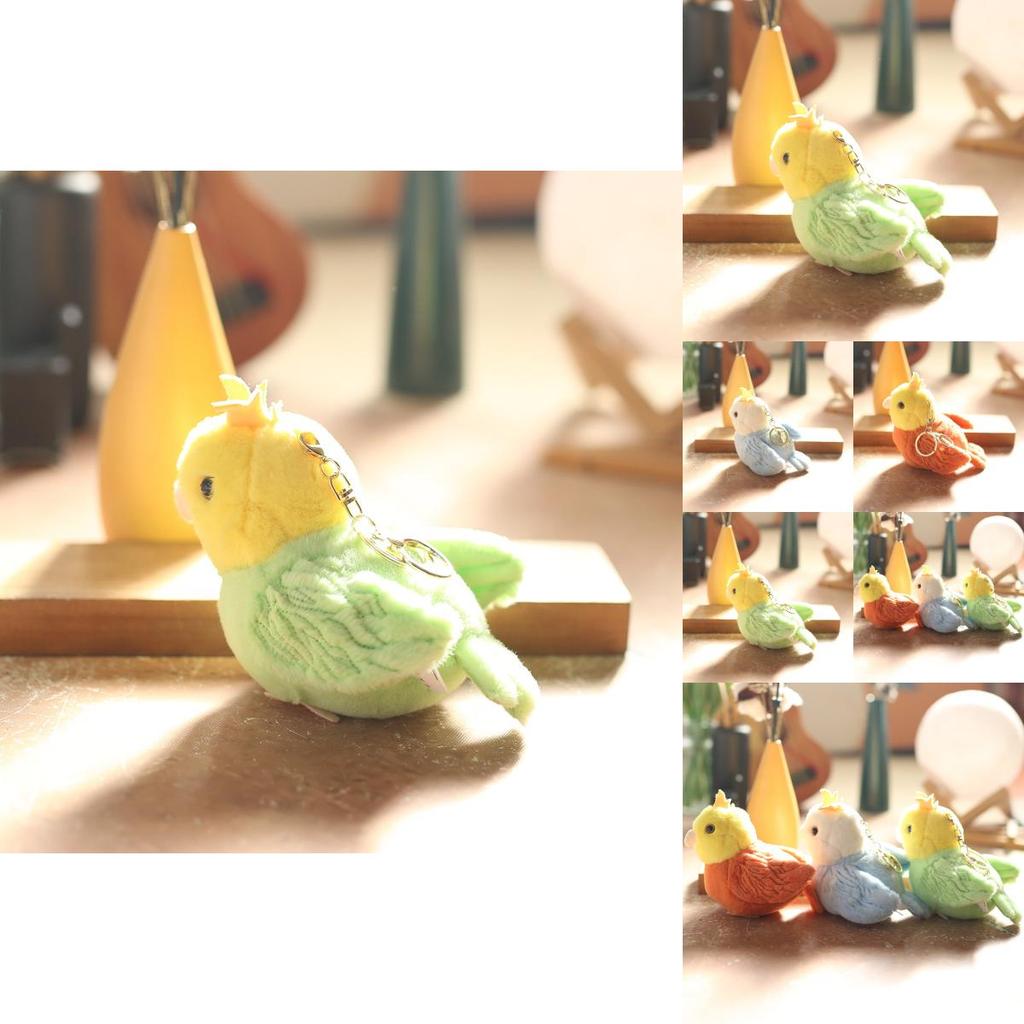 Cute Soft Plush Parrot Pendant Keychain Adorable Stuffed Bird Toy With Pp Cotton Filling
