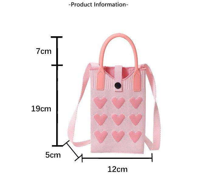 

Новая вязаная сумка для мобильного телефона через плечо, модная универсальная вязаная сумка-мессенджер с цветочным мультяшным узором, женская сумка-тоут для ручной носки розовый