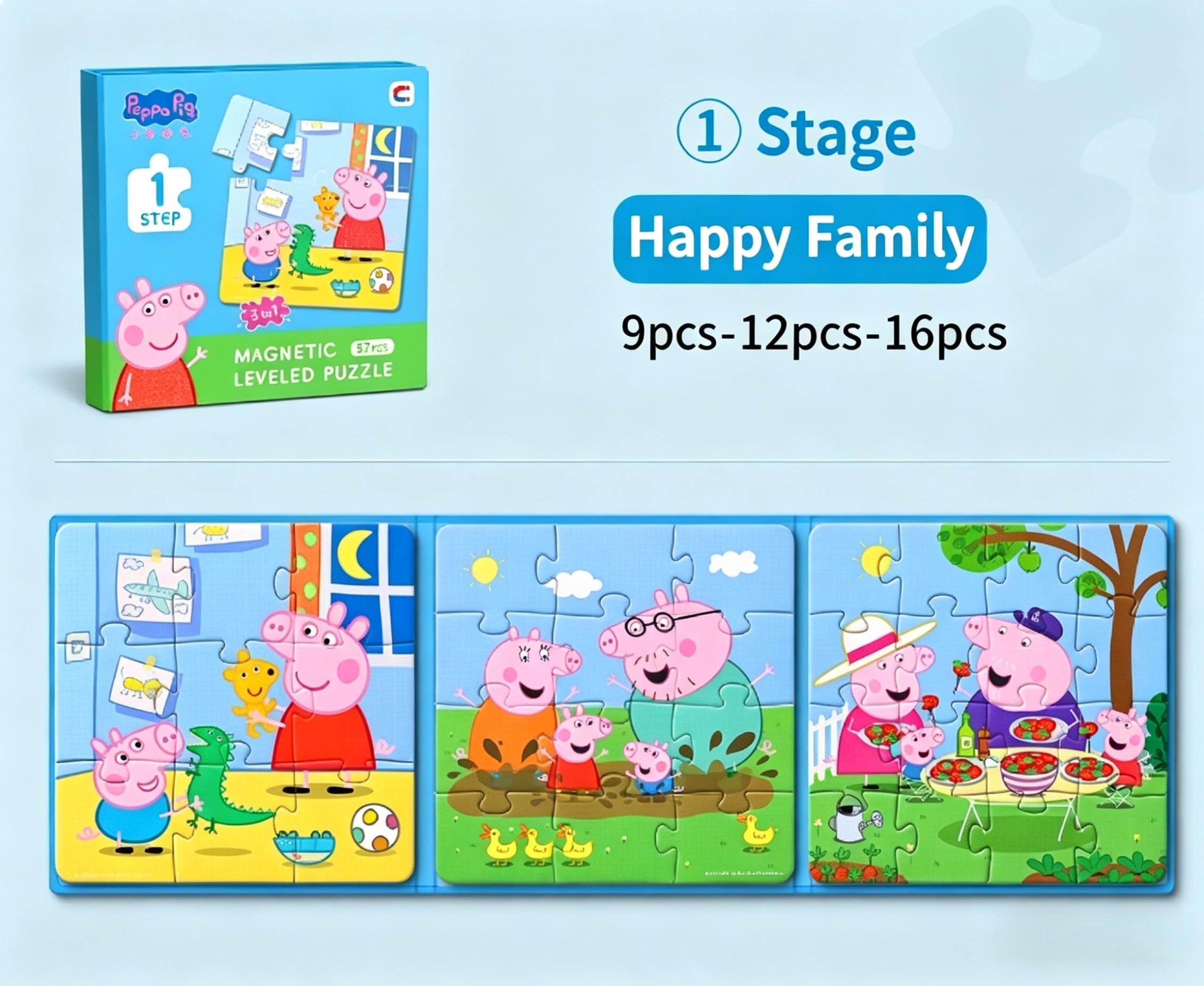 Peppa Pig Magnetic Puzzles for Kids, 5 Levels Progressive Jigsaw Puzzle Book, 15 Patterns Educational Learning Toy for Toddlers