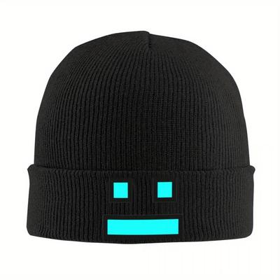 Geometry Dash Czapki Beanie Zabawne Czapki Bonetki Mężczyźni Kobiety Unisex Codzienne Outdoorowe Czapka Dzianinowa Jesień Zima Design Elastyczne Czapki