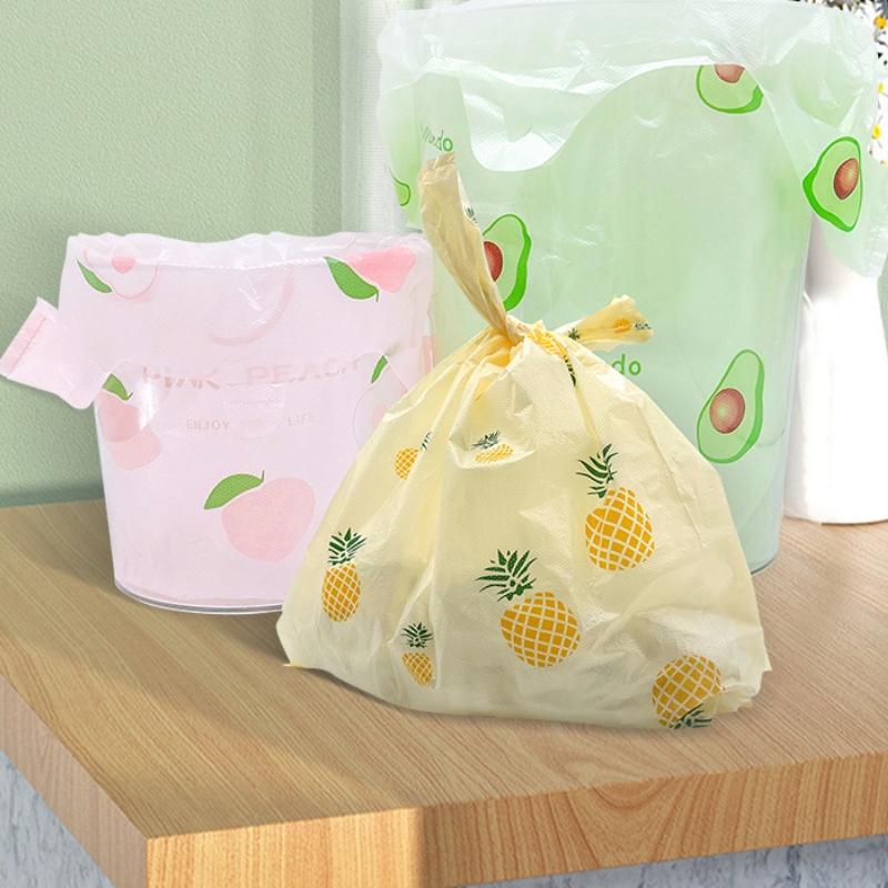 50Pcs Plastic Tote Bag Cute Fruit Vest Bag Tote Takeout Doggy Bag Cute Shopping Bag with Handle