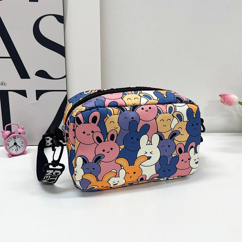 Cartoon Oxford Cloth Crossbody Bag for Women, Cute Print Square Shoulder Purse, Casual Daily Handbag CLE
