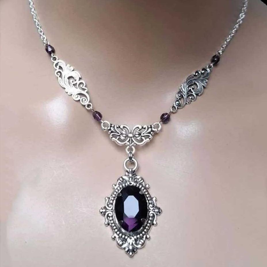 Gothic Steampunk Necklace With Geometric Alloy Pendant And Cross Chain For Women