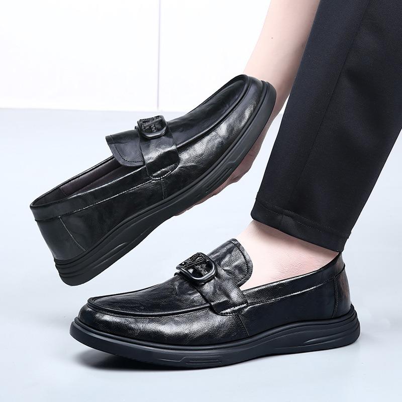 Leather men's shoes Doudou shoes new crocodile pattern high-end foot cover platform shoes men's casual leather shoes