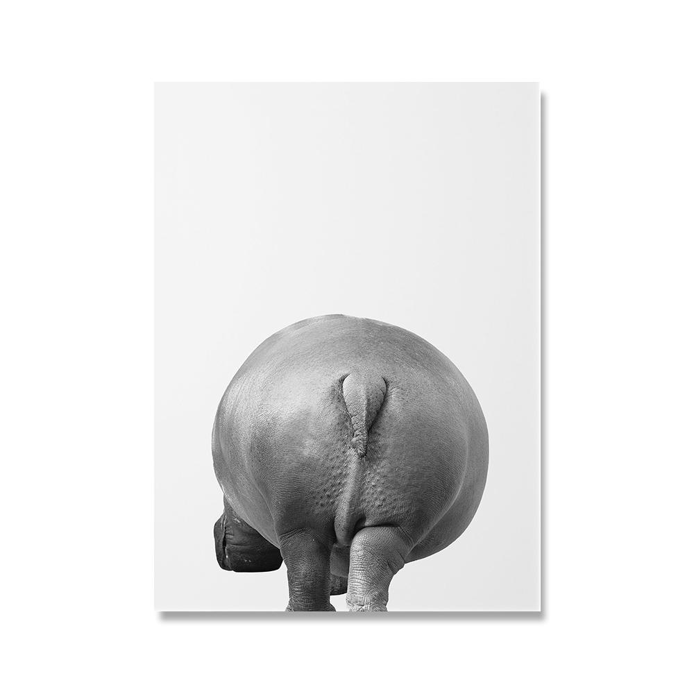 

Safari Animal Butt Black White Wall Art Canvas Painting Poster Prints Elephant Giraffe Zebra Pictures For Bathroom Baby Room 21x30cm No Framed червоний
