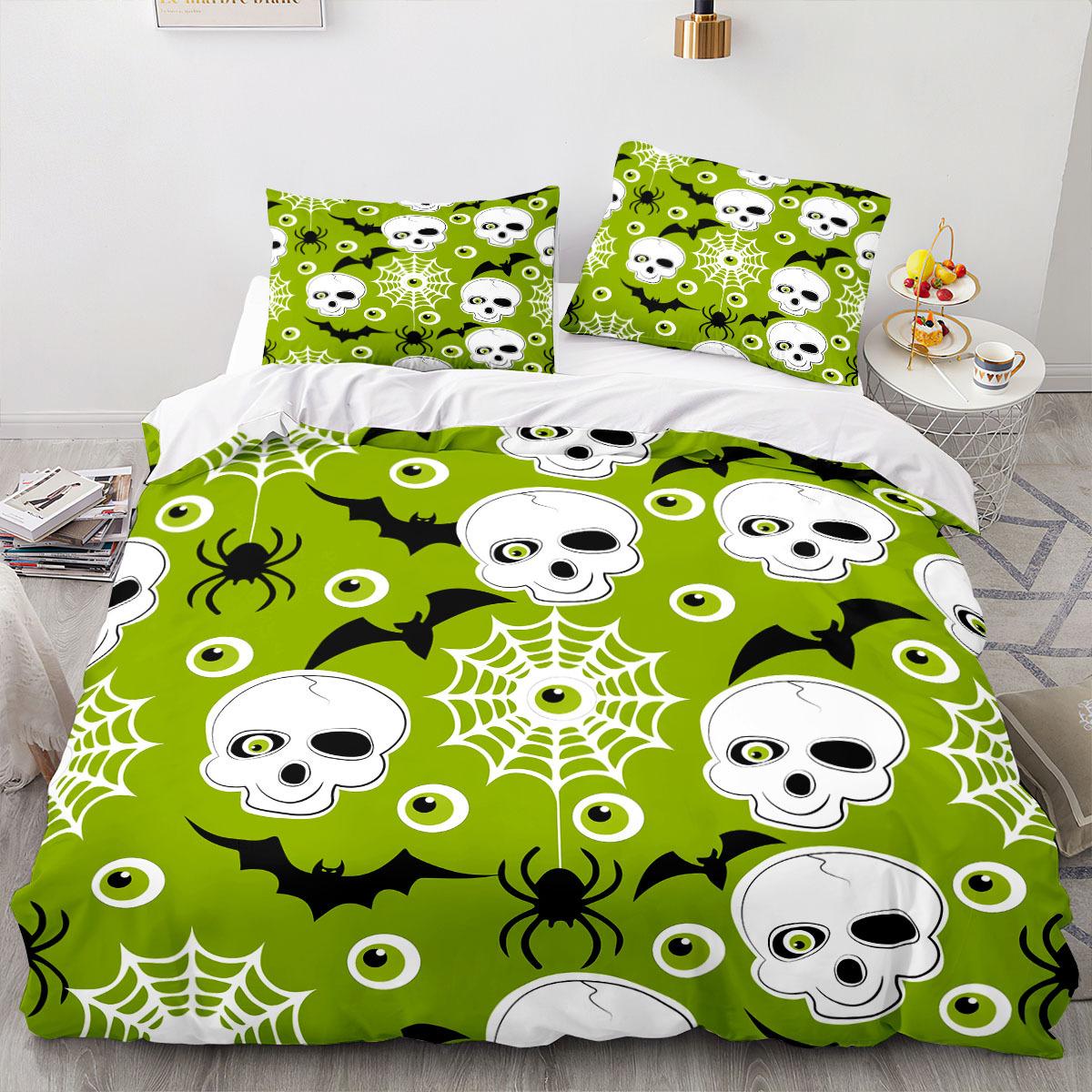 

Комплект постельного белья с 3D черепом, пододеяльник с ужасами на Хэллоуин, наволочка, 2/3 шт., для детской комнаты DE155 * 200, полноразмерный декоративный пододеяльник AU Double 180x210cm