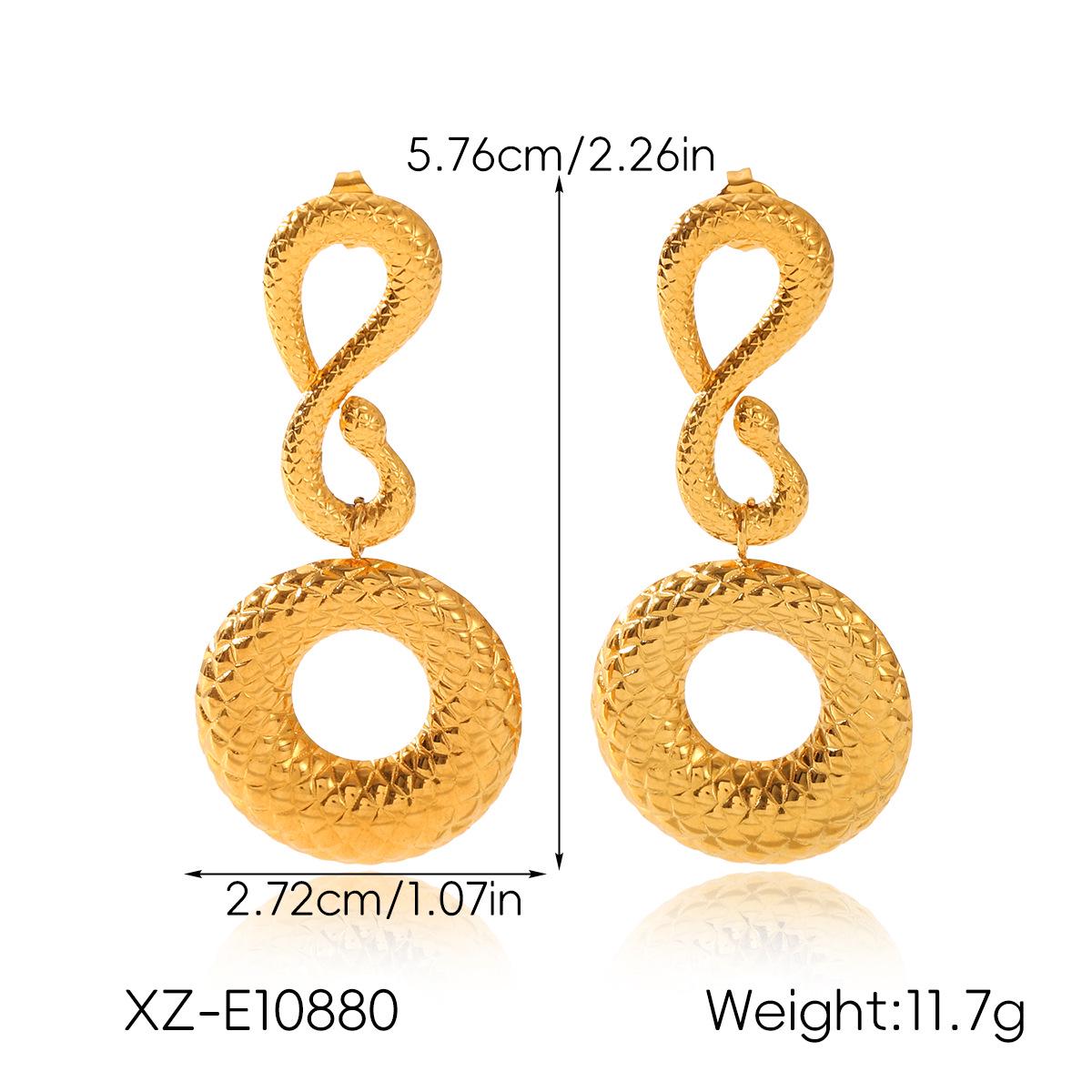 

18K Gold Snake-Shaped Stainless Steel Earrings: Trendy, Non-Fading Titanium Design