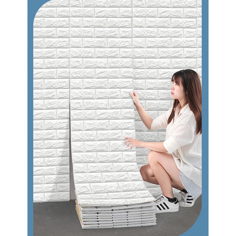 Self-Adhesive Brick Wallpaper, XPE Waterproof Wall Sticker, Continuous Roll Moisture Proof Paneling for Bedroom Renovation