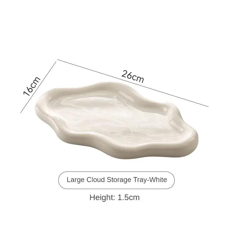 Jewelry key storage tray large ceramic storage tray for glasses small items jewelry display tray cloud shaped desktop ornament