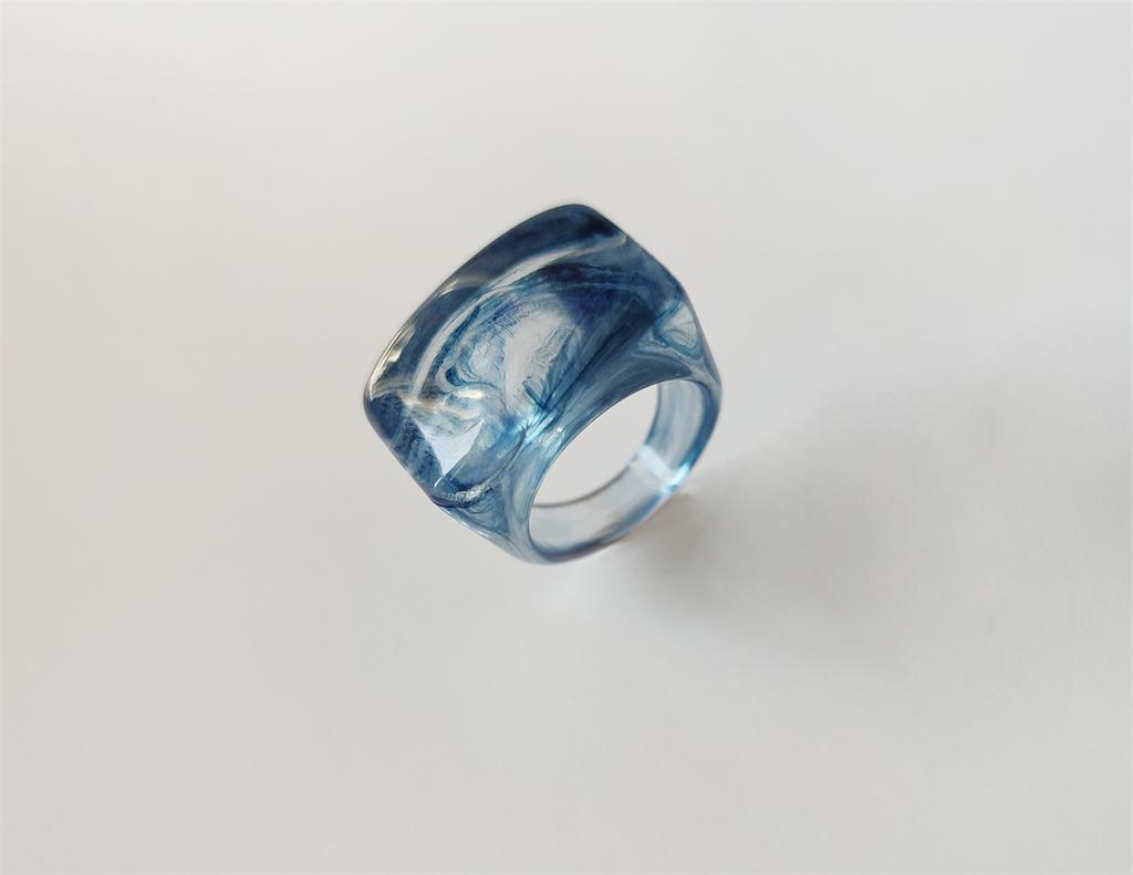 Hip Hop Farbiger Acrylring Retro Punk Damen Harzringe Charme Geometrischer Quadratischer Ring Persönlichkeit Einfachheit Ring Herren Femme