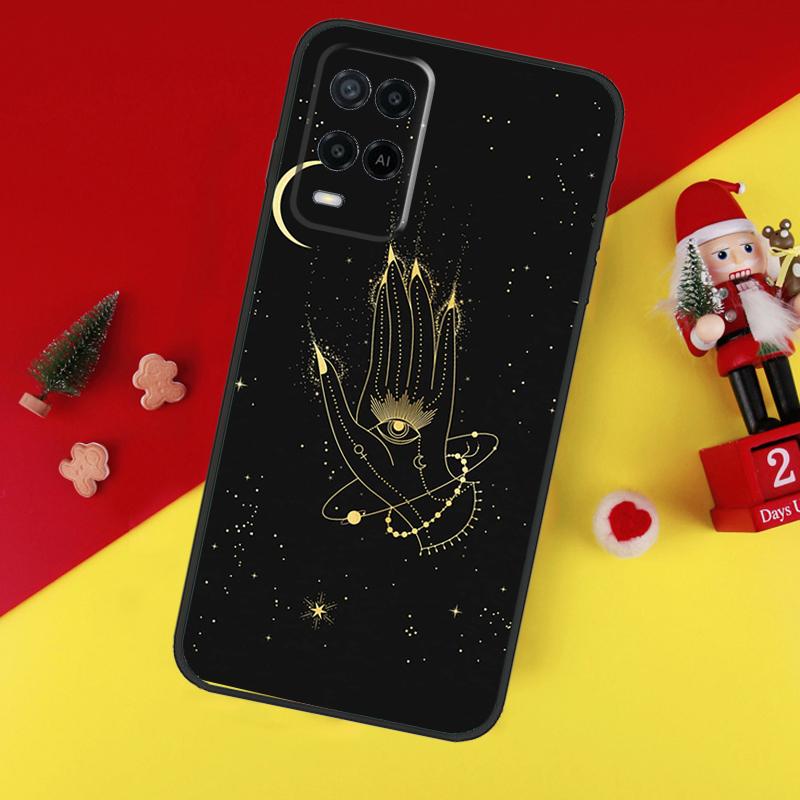 Fortune Telling Moon Stars Hands Art Case For Oppo A38 A18 A58 A78 A98 A74 A94 A54 A80 A60 A40 A96 A76 A16 A15 A17 A57 A5 A6 Pro