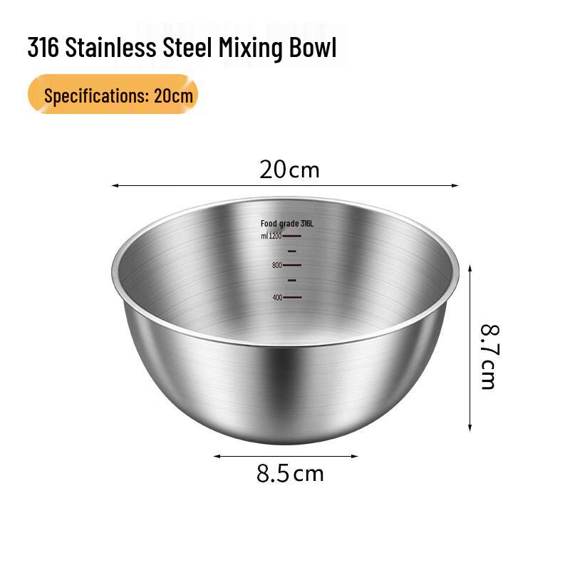 ZISIZ 316 Food-Grade Stainless Steel Salad Bowl