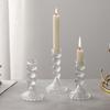 Transparent Glass Candle Holder Romantic Clear Glass Candlestick  Table Centerpiece