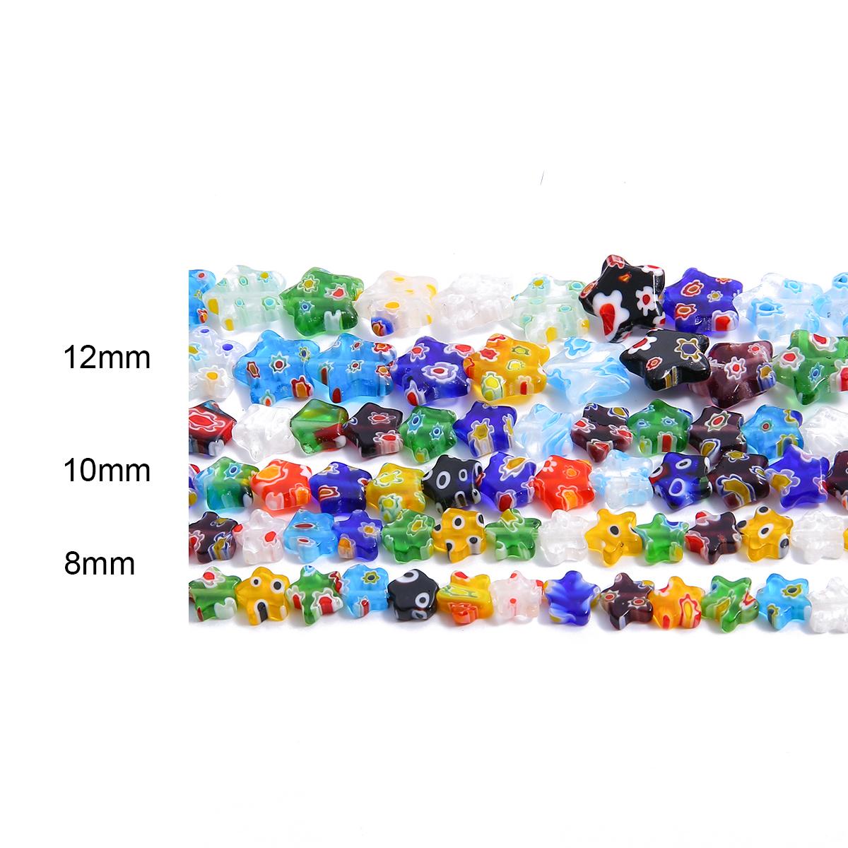 

8/10/12 мм разноцветные стеклянные бусины миллефиори в форме звезды с цветочным узором для изготовления ювелирных изделий своими руками 8mm 48pcs