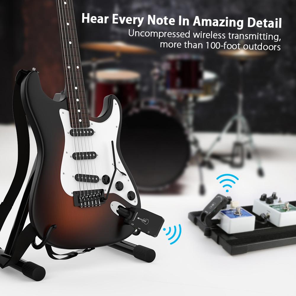 Wireless Guitar System 2.4G Rechargeable 6 Channels   Transmitter Receiver for Electric Guitar Bass