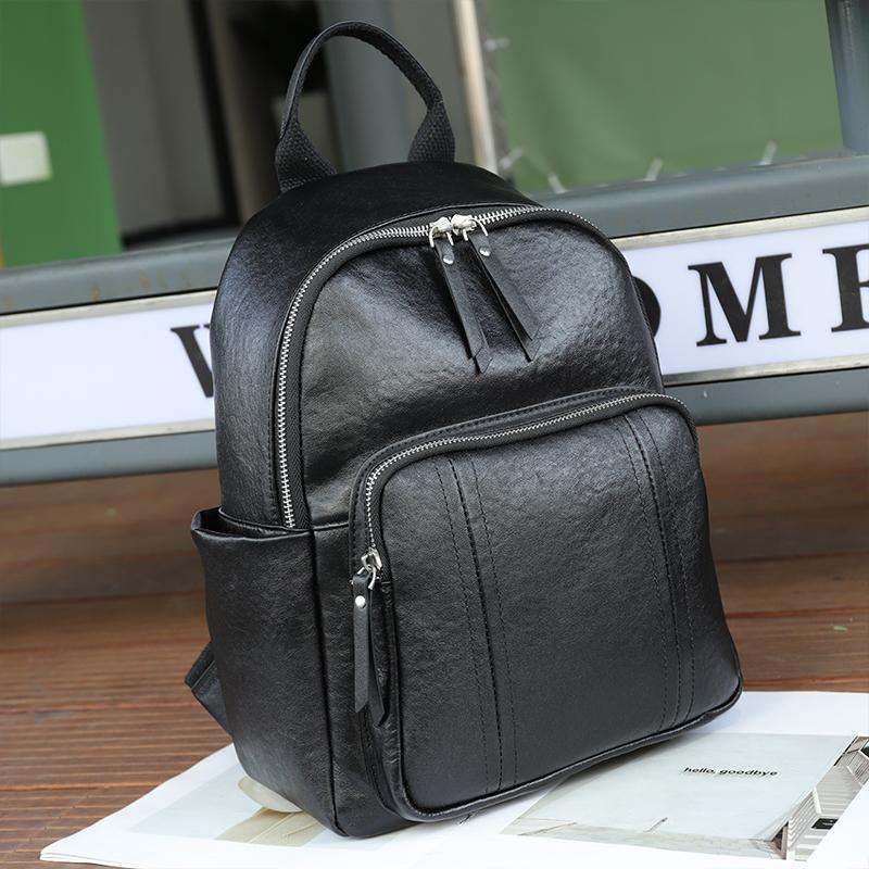 Luxury Desig Top grain Genuine Leather Women Backpack Large Capacity Men s Travel Casual Backpack Double Shoulder Strap Bag 27x15x30cm чёрный 8000₽