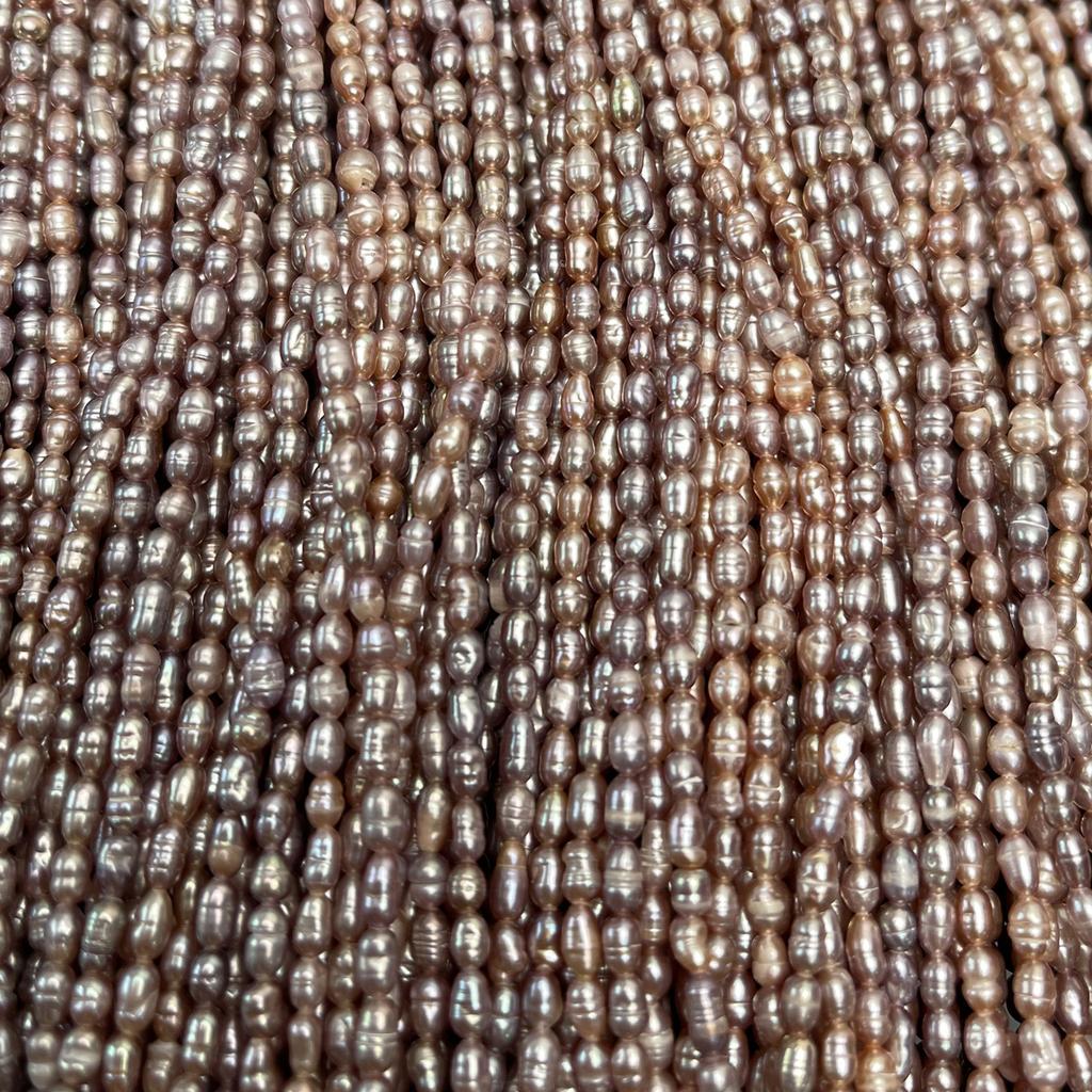 1String, Purple Natural Freshwater Pearls, Handmade Rice Pearl Beads for Jewelry Making DIY Necklaces, Bracelets Crafts (Beads 2.8-3.2mm, Length 36cm)