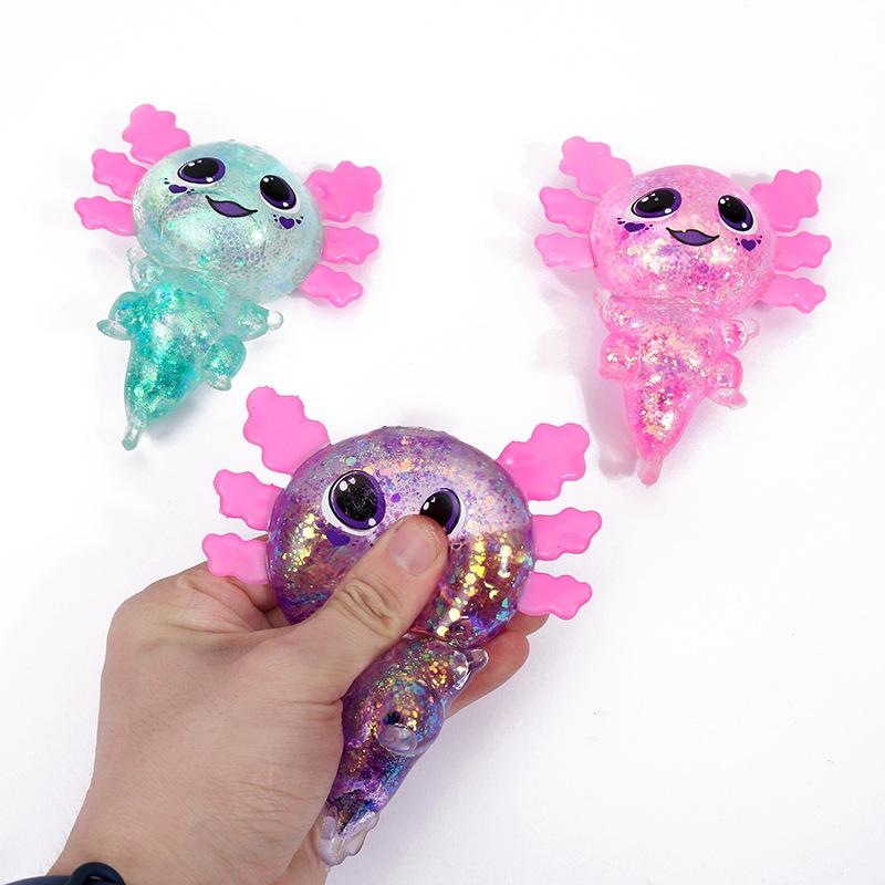 1Pcs Squishy Malt Sugar Stretchy Axolotl Fun Squeeze Birthday Supplies Colorful Salamander Maltose Fidgets Toy Anti-Anxiety Gift