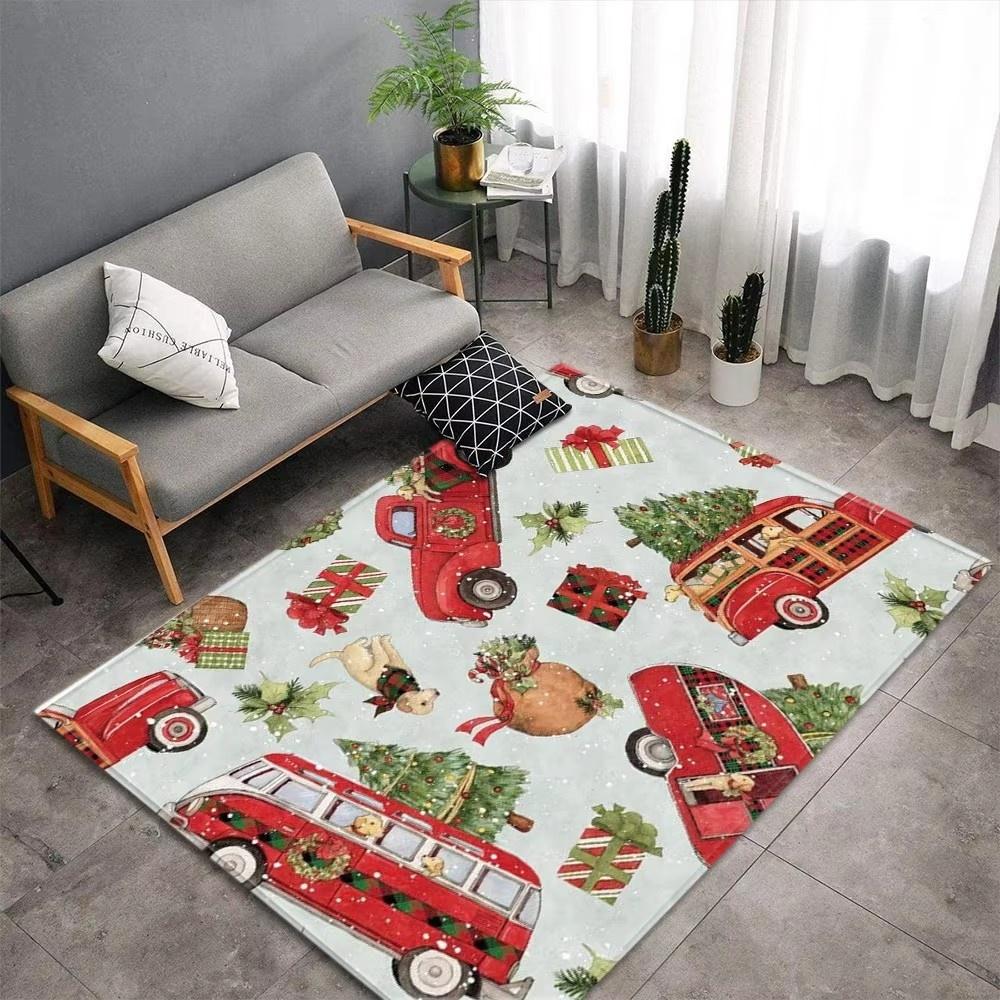Christmas Red Truck Cardinals Carpet for Living Room Home Decor Sofa Table Large Area Rugs Bedroom Bedside Floor Mat