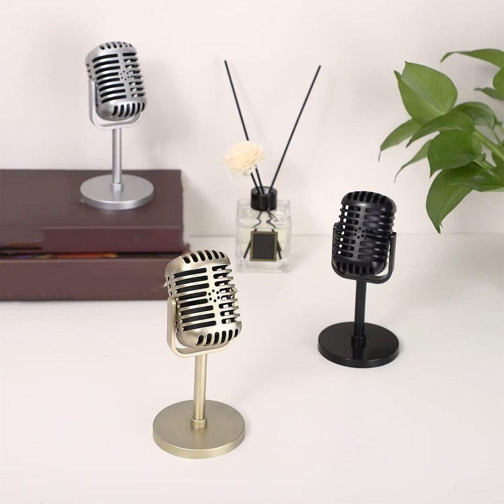 Classic Retro Microphone Props Plastic Miniature Dynamic Vocal Microphone Vintage Fake Microphone Model Costume Role Play
