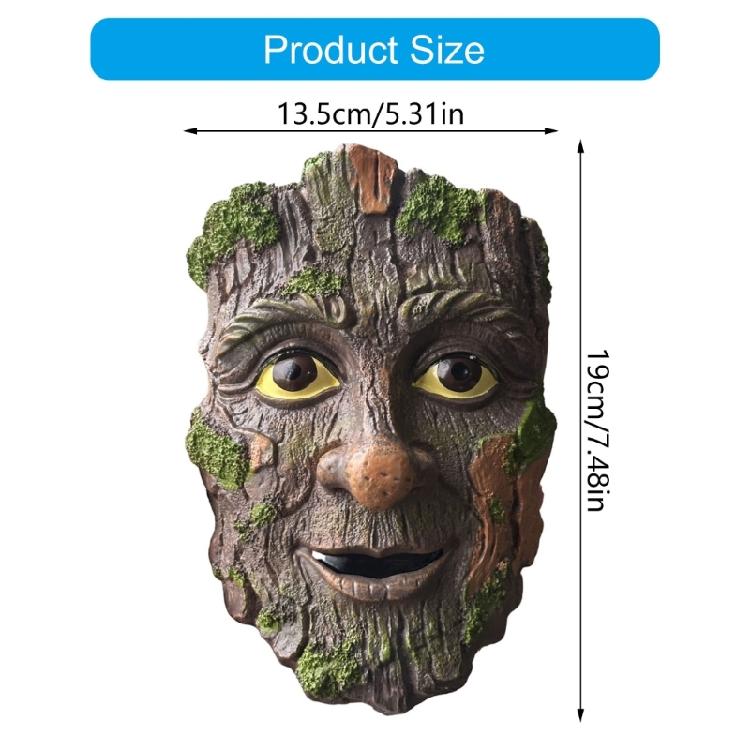 Outdoor Garden Tree Face Sculpture Planter Resin Flower Pot Decorative Hanging Ornament for Courtyard Garden Decoration