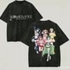 Vintage Washed Goddess Cafe Terrace Anime Graphic T Shirt Soft Cotton Short Sleeve Oversized Loose Unisex Manga Streetwear Tops