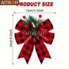 6pcs Christmas Ribbons Buffalo Plaid Bows with Plastic Pine Cone for Christmas Tree Mantle Fireplace Wreath DIY Crafts Decoration Party Decor Gift