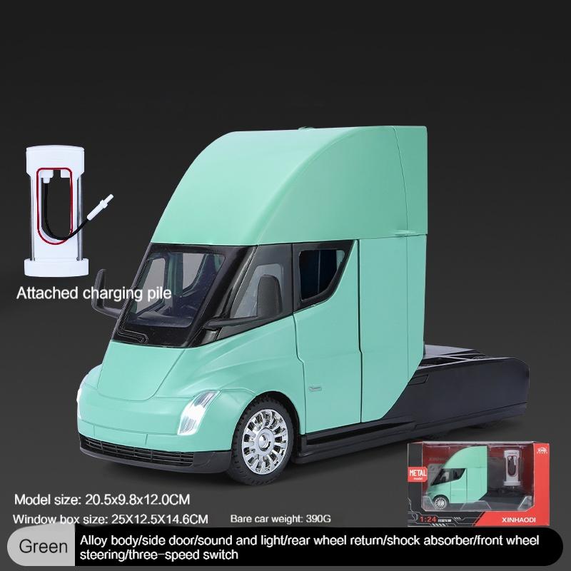 1/24 SEMI TRUCK HEAD Metal Die Cast Automobile Model Simulation Sound Light Pulling Forward Ornament Boy Toy Gift