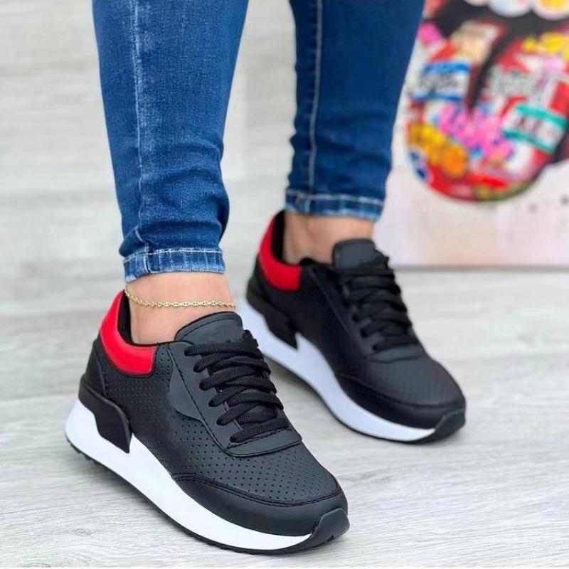 Fashion 2024 Women's Sports Shoes Thick Sole  Leather Stitching Casual Sports Shoes Women's Outdoor Running Vulcanized Shoes