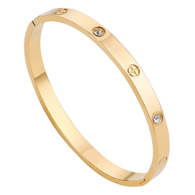 6mm 4mm Steel Womens Buckle Fashion Jewelry Bracelet 18K Vacuum Electroplated Gold Bracelet Mens Couple Holiday Gift