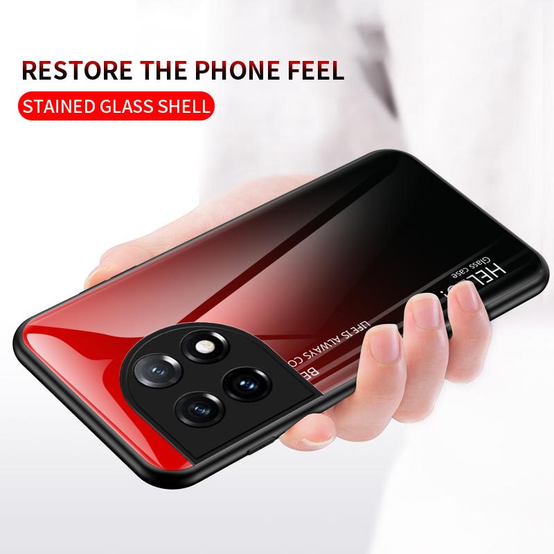For OnePlus 11 Case Luxury Hard Tempered Glass Gradient Protective Back Cover case For OnePlus 10 Pro 10T OnePlus11 10Pro Shell
