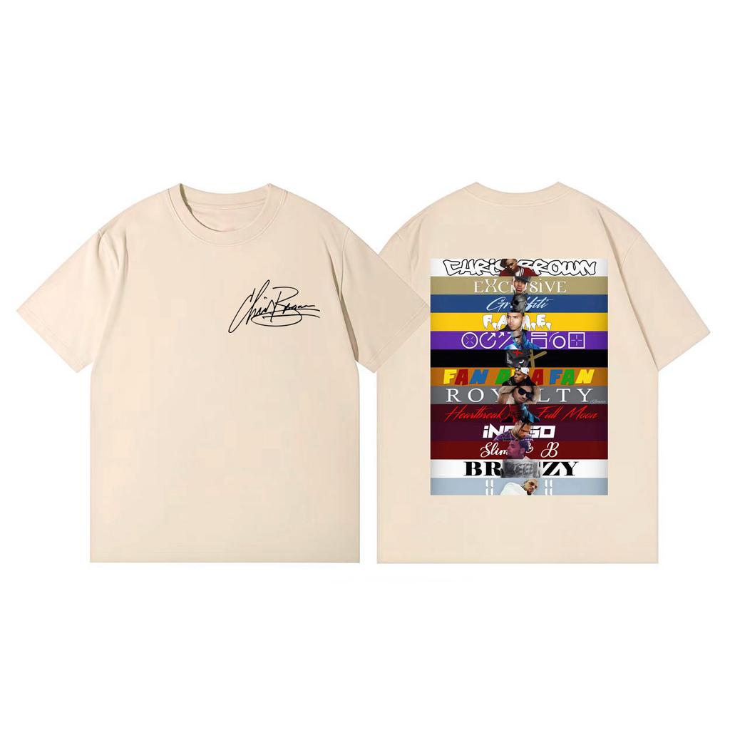 Rapper Chris Brown Album Poster Graphic T Shirts Streetwear Fashion Y2k Oversized Tshirts Unisex Women Casual Loose Cotton Tshirt
