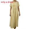 Cotton Linen Pleated Midi Dress With Loose Waist For Casual Wear