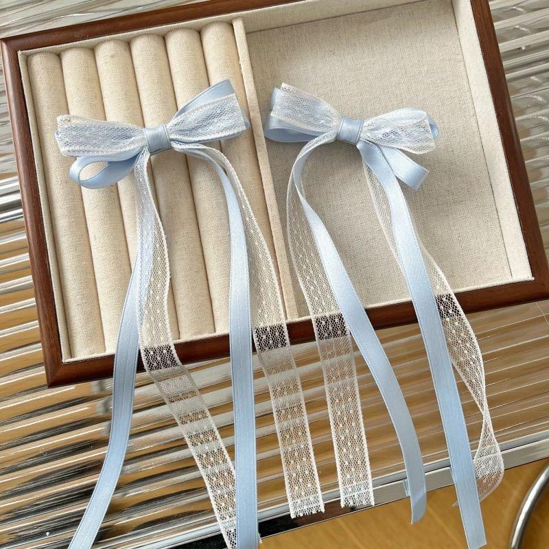 2Pcs Ladies' Hair Clips Set Cute Lace Ballet Style Bow Ribbon Sweet Hair Pin Headwear High Quality Versatile Hair Accessories