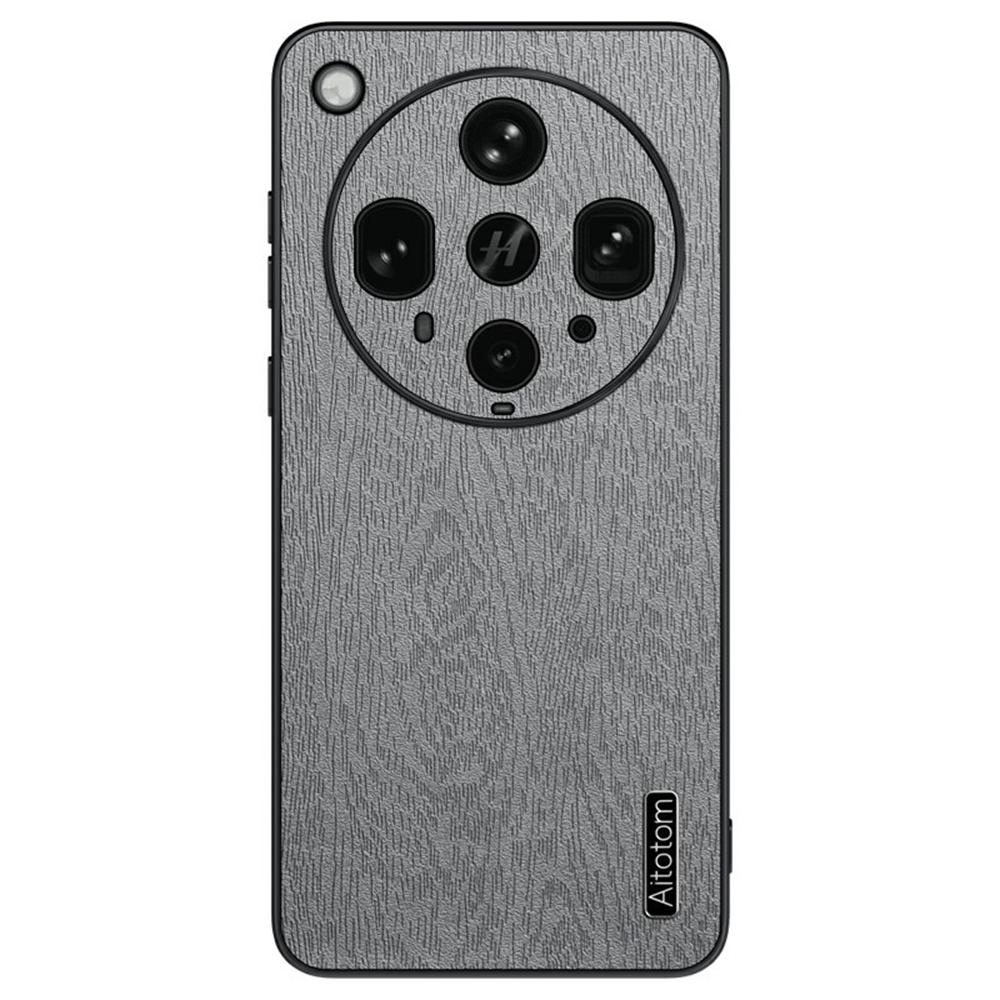 For Oppo Find X8 Ultra 5G Case Wood Texture PU Leather Coated PC TPU Phone Cover