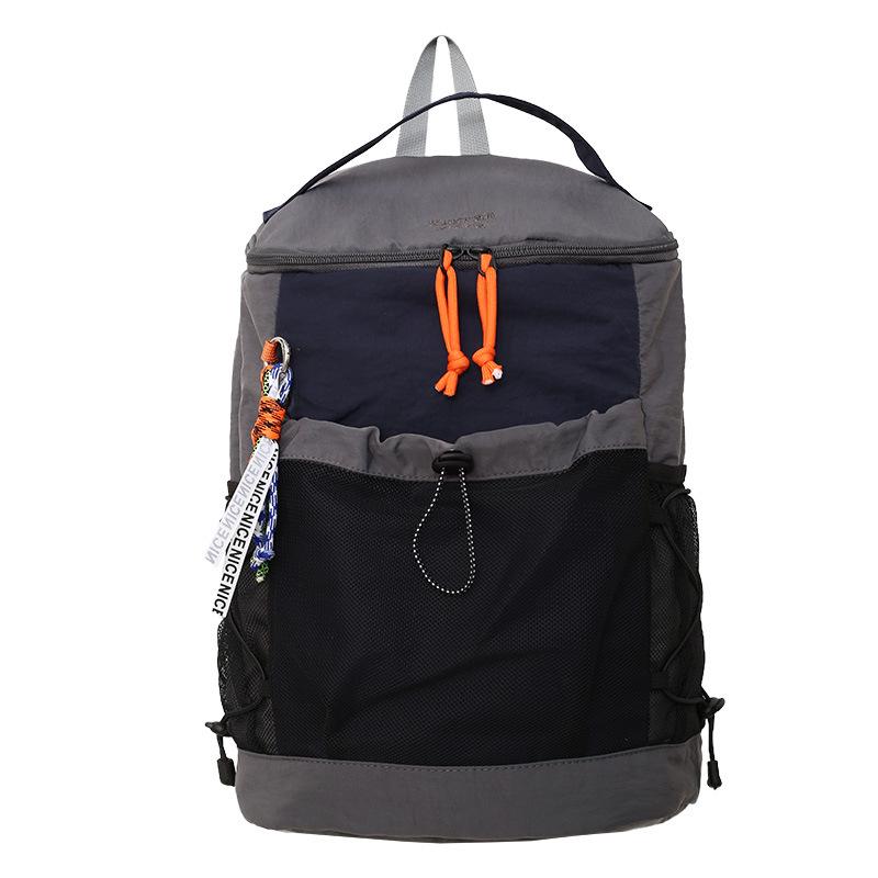 Trendy and Fashionable Light Travel Backpack New Outdoor Mountaineering Schoolbag Men's Contrasting Color Splicing Drawstring Backpack