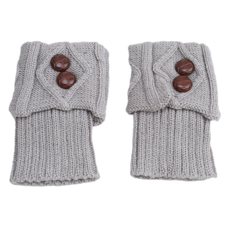 Women Winter Leg Warmers Lolita Sweet Girl Buttons Crochet Short Leg Warmers for Boot Lady Boot Knee High Boots